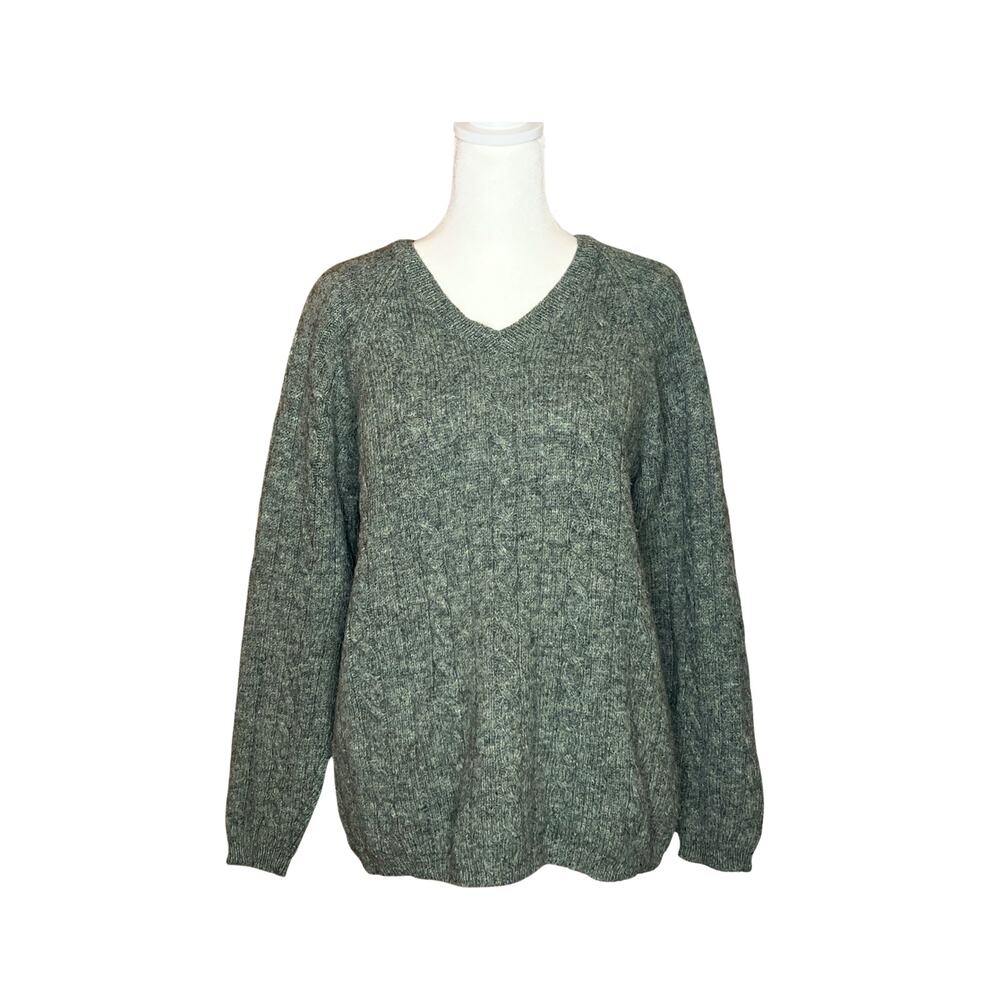 Vintage 90s Express Womens 100% Wool Sweater S Sage Green Minimalist Cozy Earthy